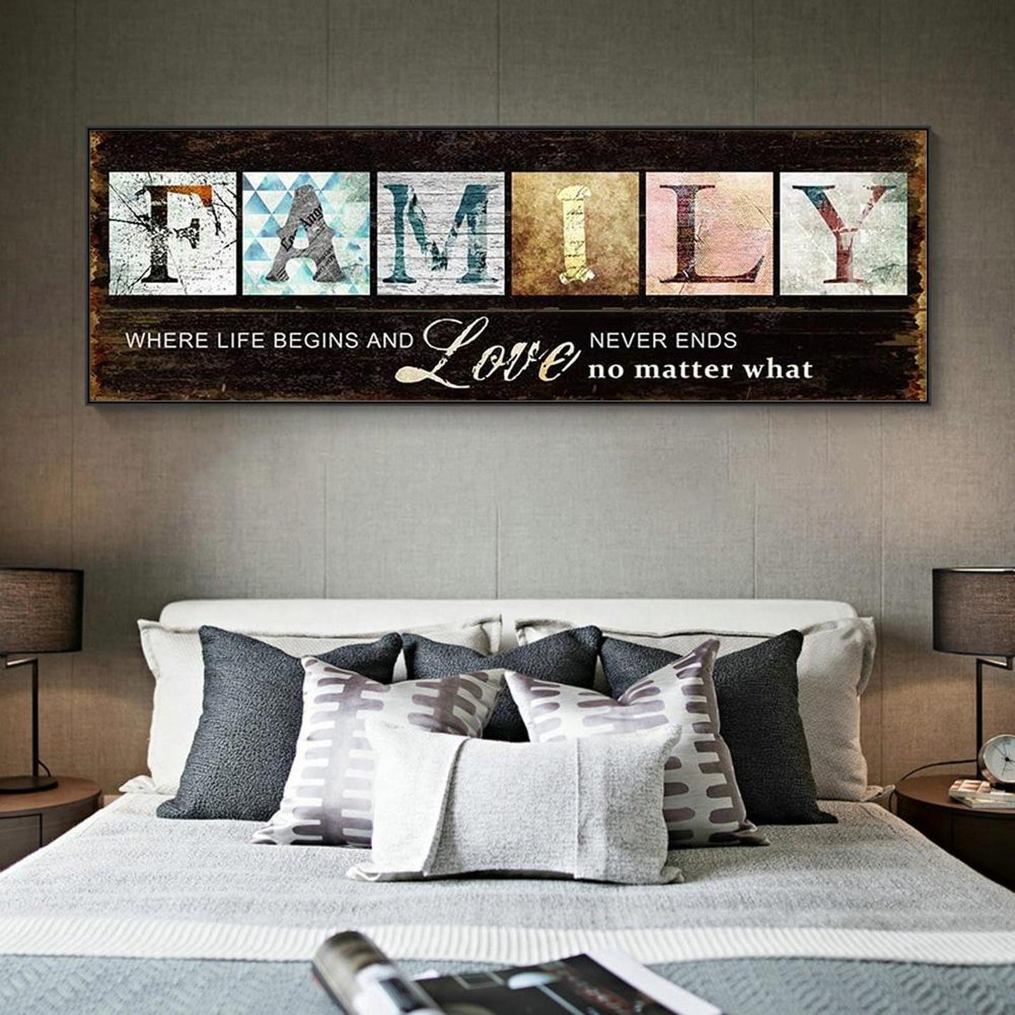 Family - Full 11CT Stamped Cross Stitch 90x30CM - Diy