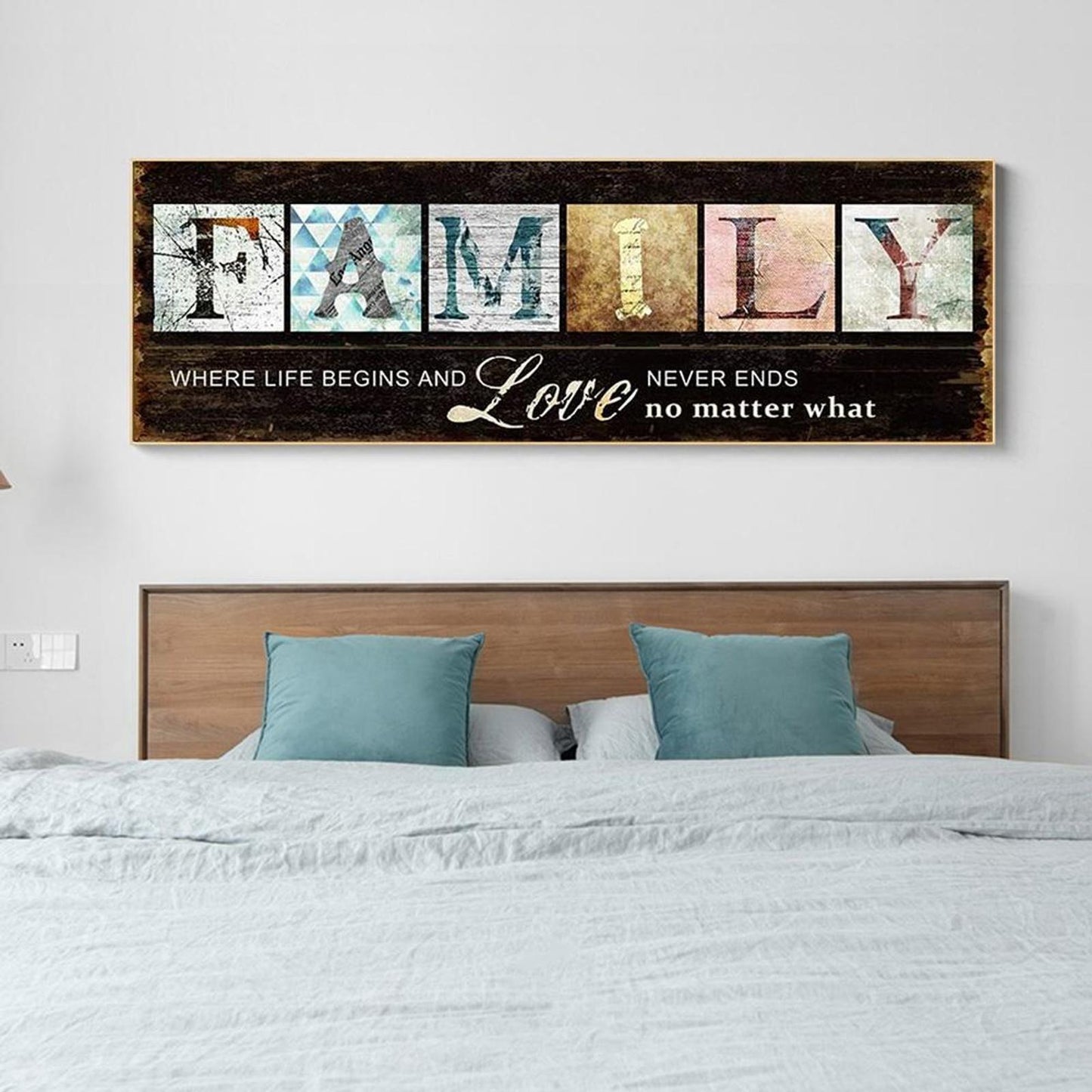 Family - Full 11CT Stamped Cross Stitch 90x30CM - Diy