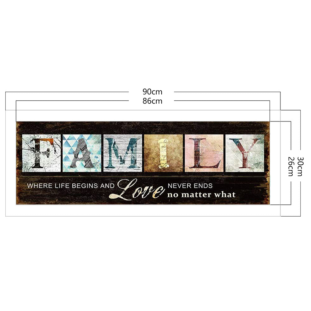 Family - Full 11CT Stamped Cross Stitch 90x30CM - Diy