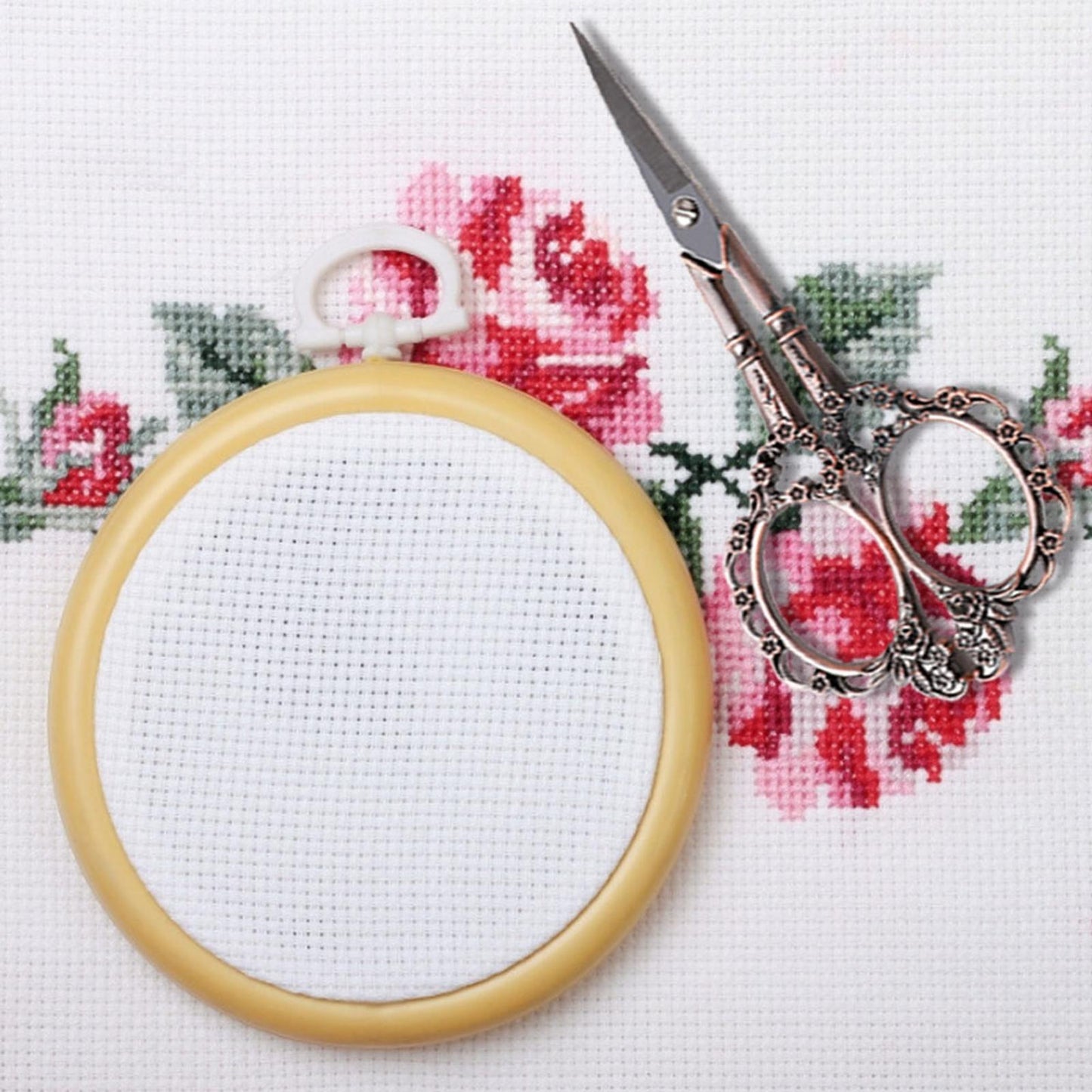 Metal Cross Stitch Scissors Red Copper DIY Home Scissors for Crafting Needlework