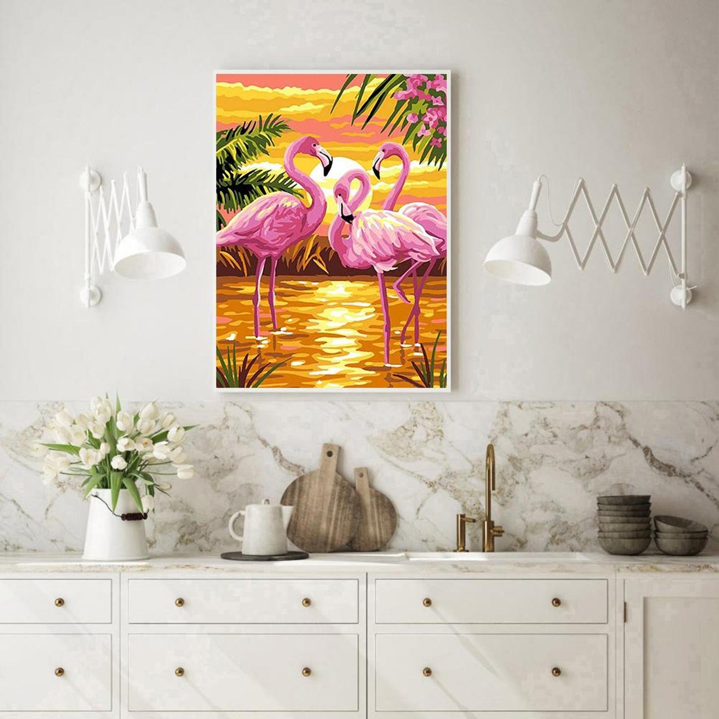Flamingo - Full 11CT Stamped Cross Stitch 36x46CM - Huacan