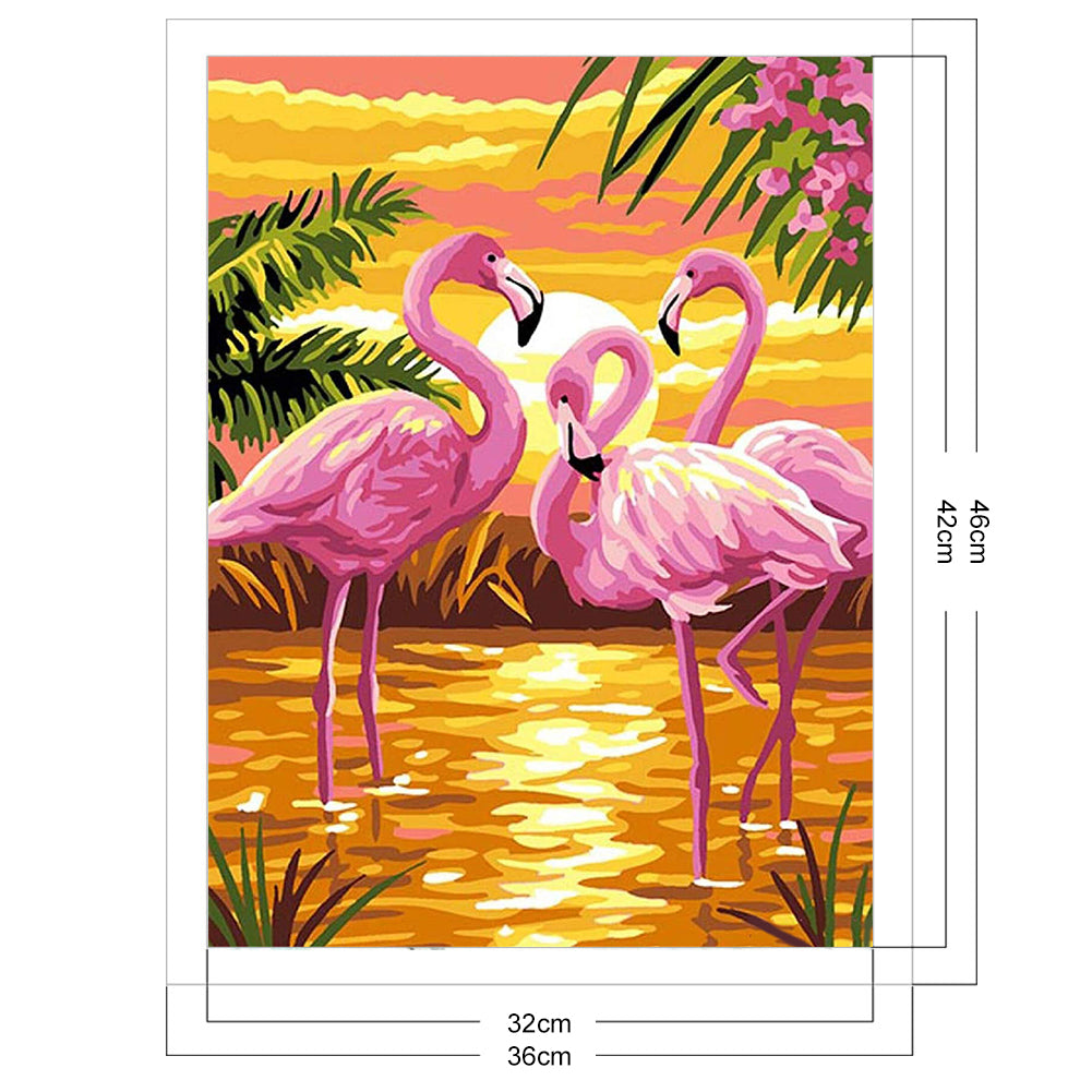 Flamingo - Full 11CT Stamped Cross Stitch 36x46CM - Huacan