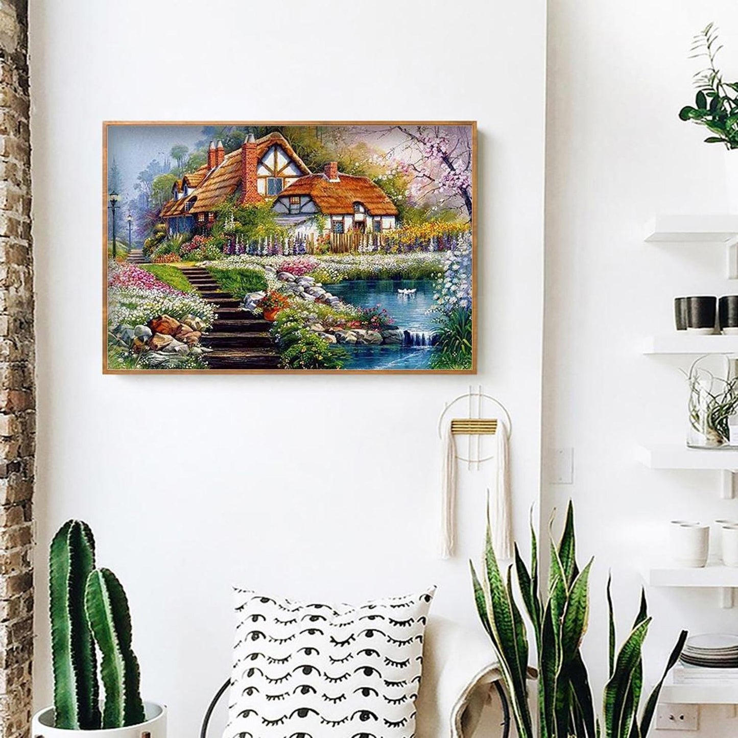 Lakeside Cottage - Full 11CT Stamped Cross Stitch 36x46CM - Huacan