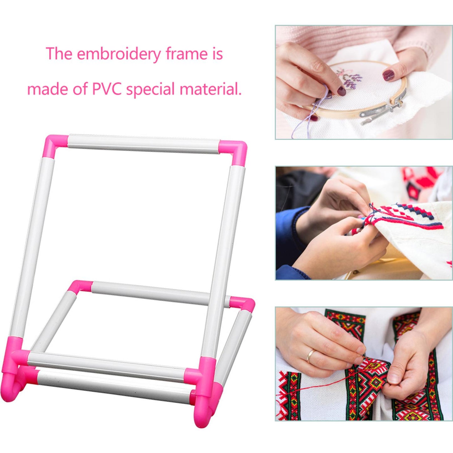 PVC Embroidery Hoop Stand Set Cross Stitch Hoop Plastic Embroidery Frame Stand
