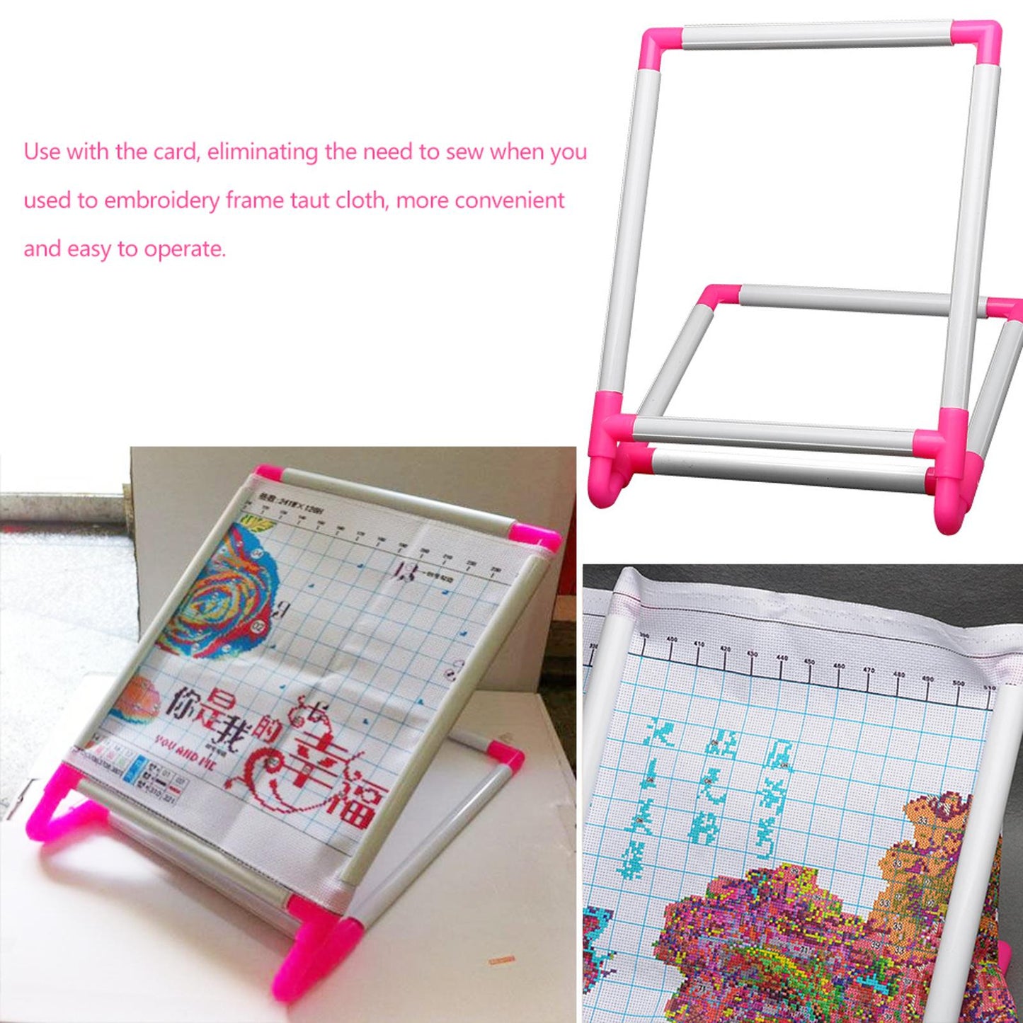 PVC Embroidery Hoop Stand Set Cross Stitch Hoop Plastic Embroidery Frame Stand