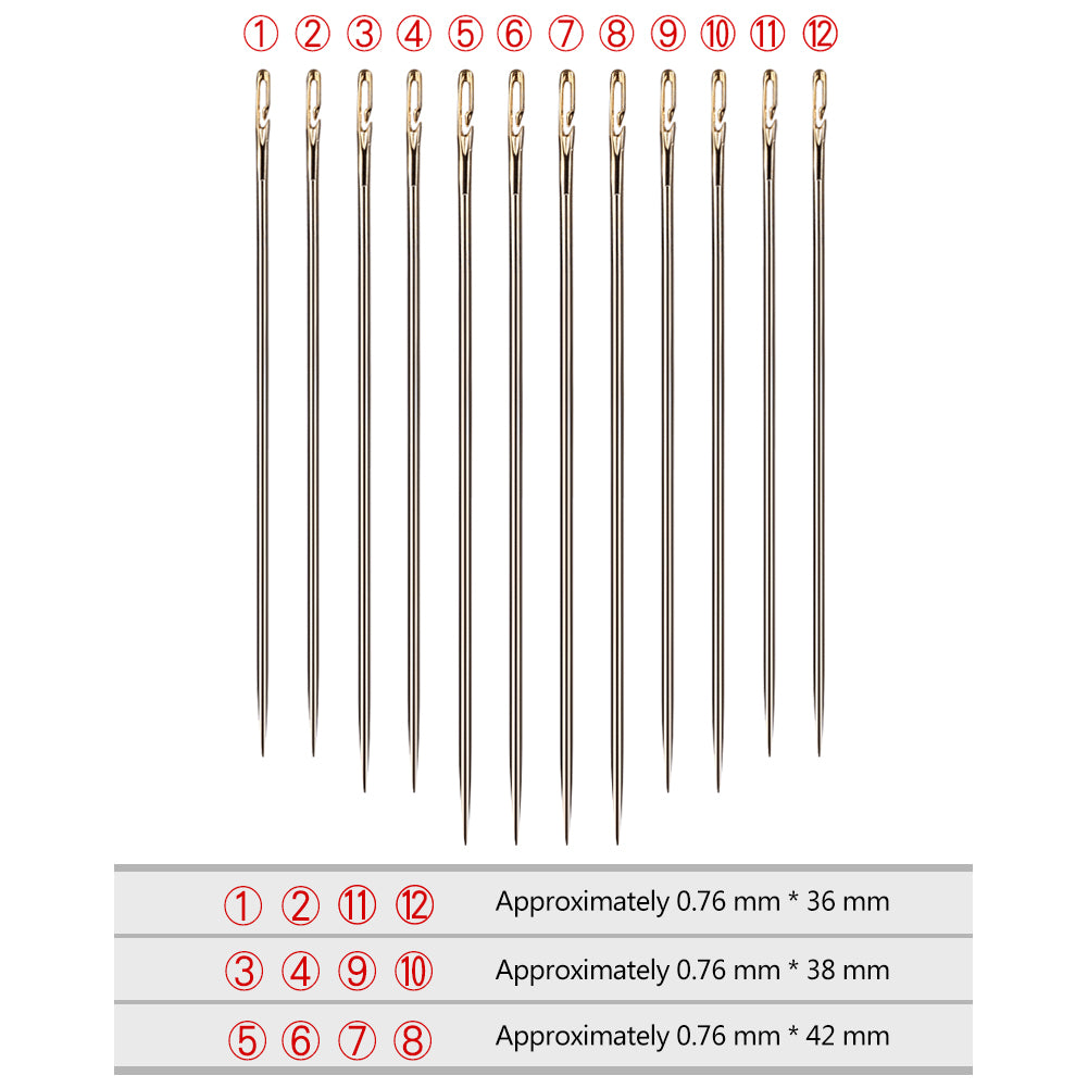 12pcs Stainless Steel Sewing Needles Set Self-Threading Embroidery Tools