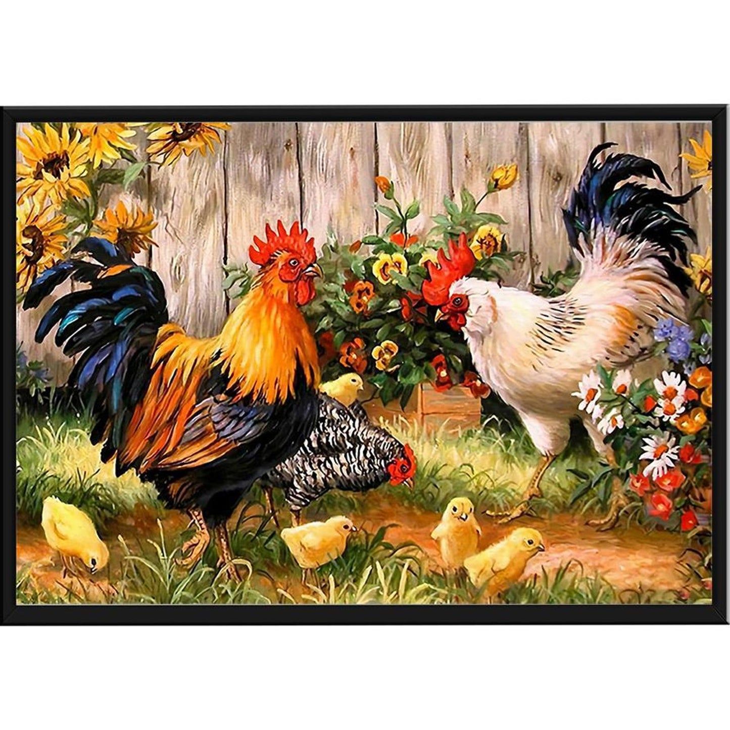 Chicken - Full 11CT Stamped Cross Stitch 50x40CM - Diy
