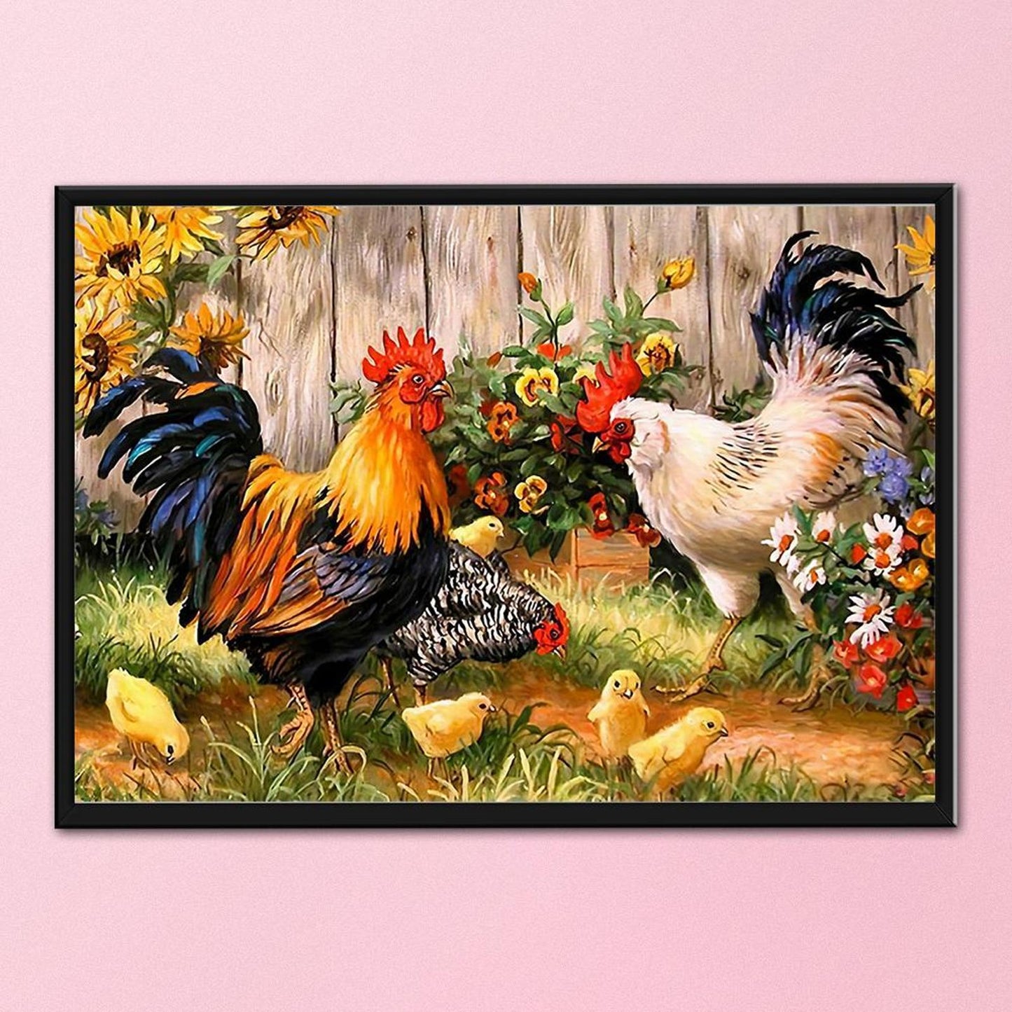 Chicken - Full 11CT Stamped Cross Stitch 50x40CM - Diy