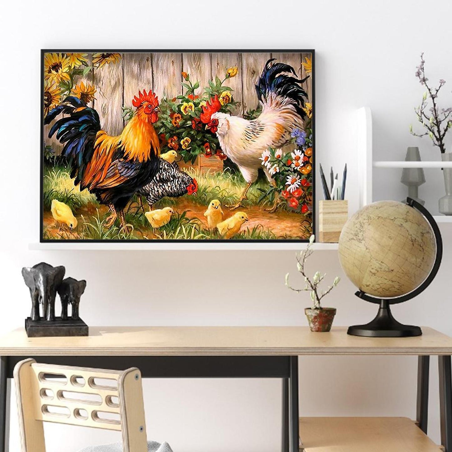 Chicken - Full 11CT Stamped Cross Stitch 50x40CM - Diy