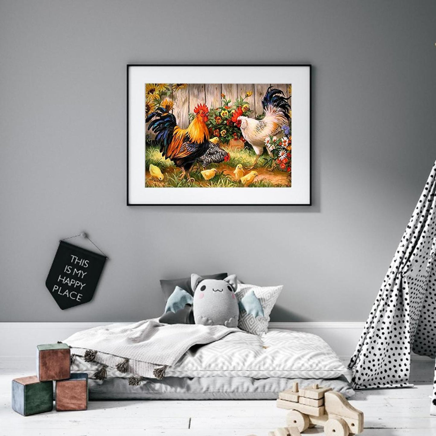 Chicken - Full 11CT Stamped Cross Stitch 50x40CM - Diy