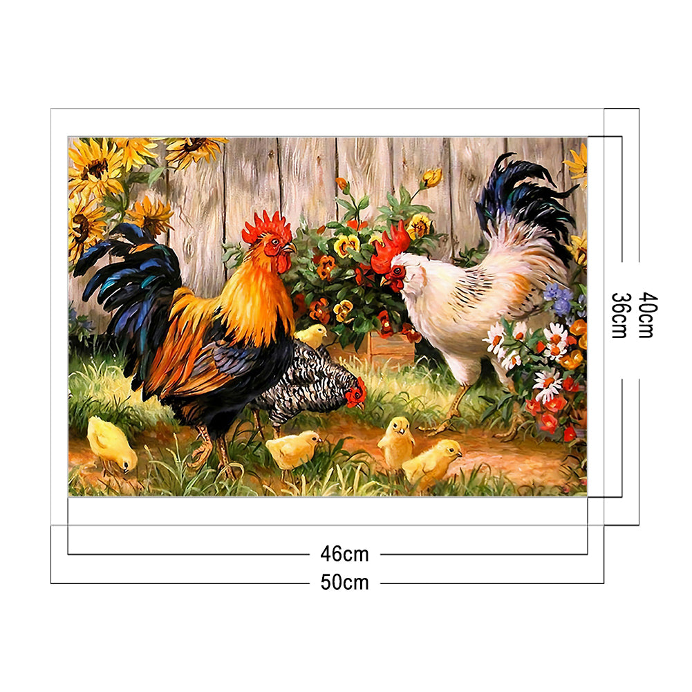 Chicken - Full 11CT Stamped Cross Stitch 50x40CM - Diy