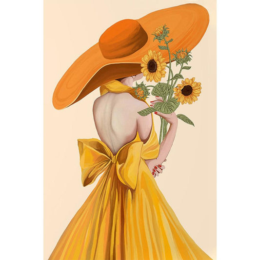Sunflower Maiden - Full 11CT Stamped Cross Stitch 40x60CM - Yishu