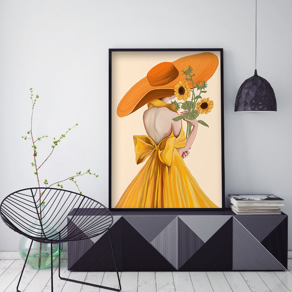 Sunflower Maiden - Full 11CT Stamped Cross Stitch 40x60CM - Yishu