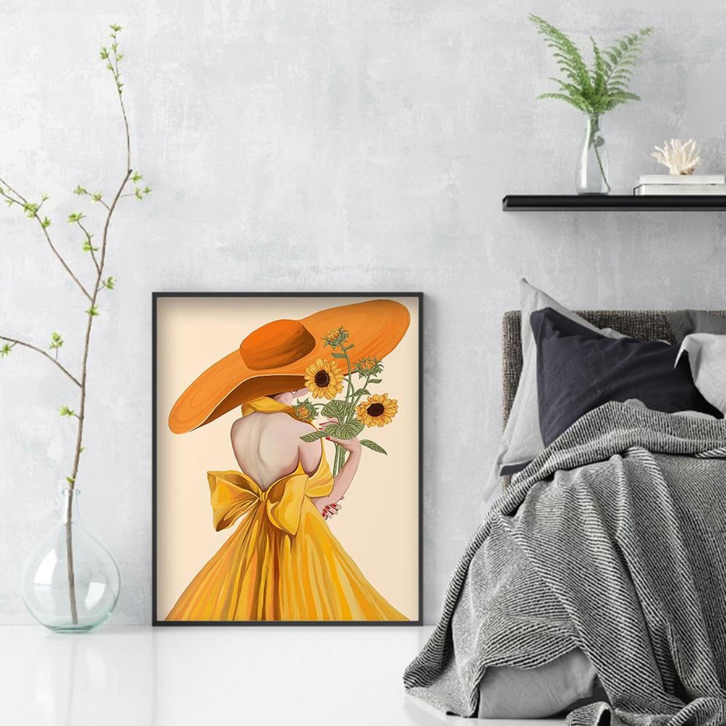 Sunflower Maiden - Full 11CT Stamped Cross Stitch 40x60CM - Yishu