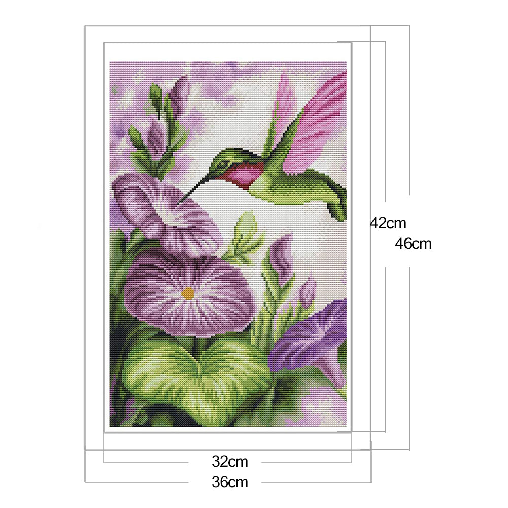 Flowers And Birds - Full 11CT Stamped Cross Stitch 36x46CM - Huacan