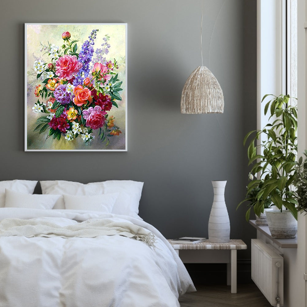 Flower - Full 11CT Stamped Cross Stitch 36x46CM - Huacan