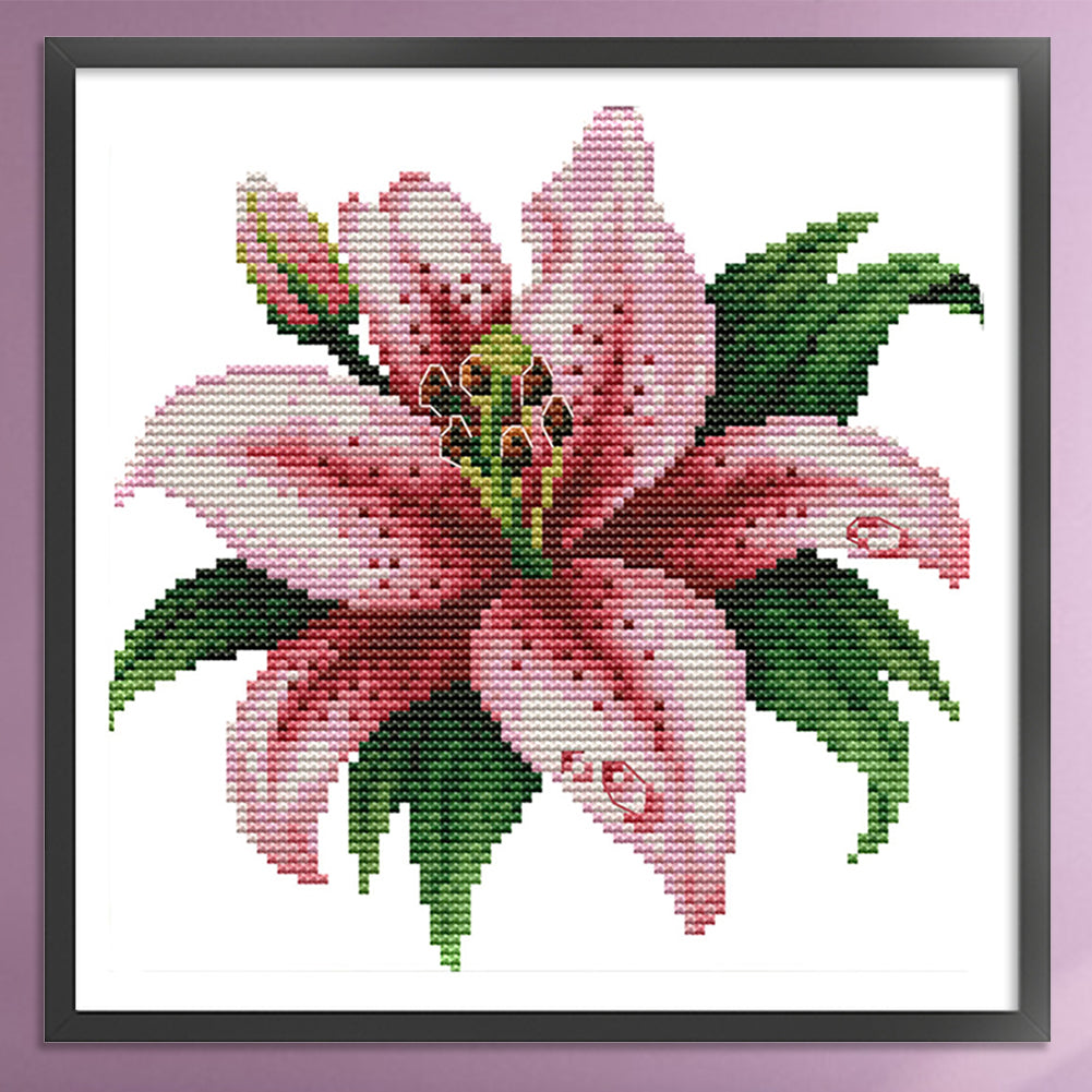 Blooming Lily - Partial 14CT Counted Cross Stitch 21x20CM - Joy Sunday