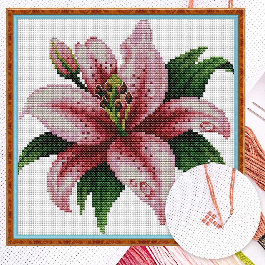 Blooming Lily - Partial 14CT Counted Cross Stitch 21x20CM - Joy Sunday