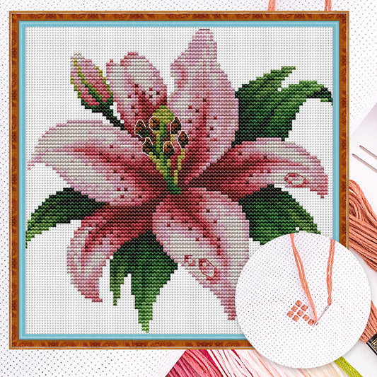 Blooming Lily - Partial 14CT Counted Cross Stitch 21x20CM - Joy Sunday