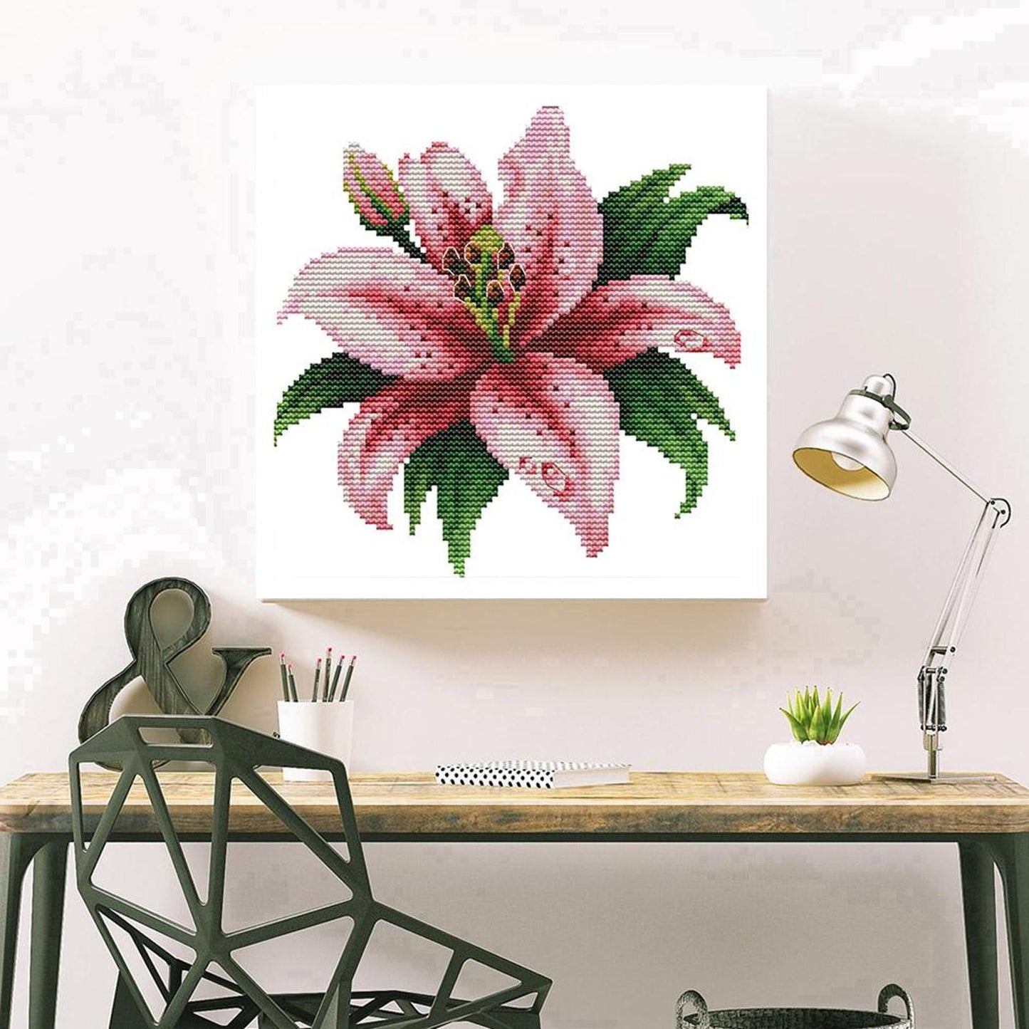 Blooming Lily - Partial 14CT Counted Cross Stitch 21x20CM - Joy Sunday