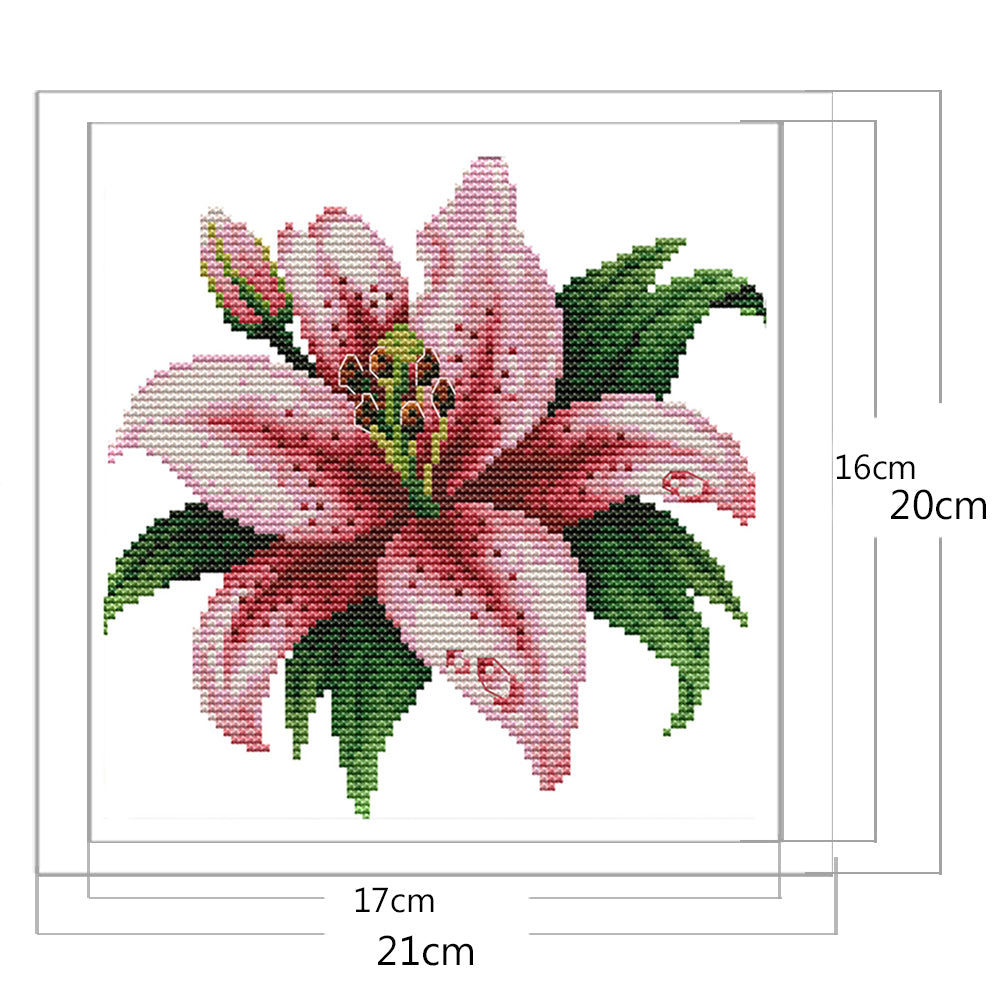 Blooming Lily - Partial 14CT Counted Cross Stitch 21x20CM - Joy Sunday