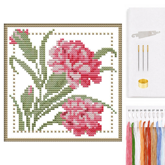 Month Flower - January - Partial 14CT Counted Cross Stitch 17x17CM - Joy Sunday