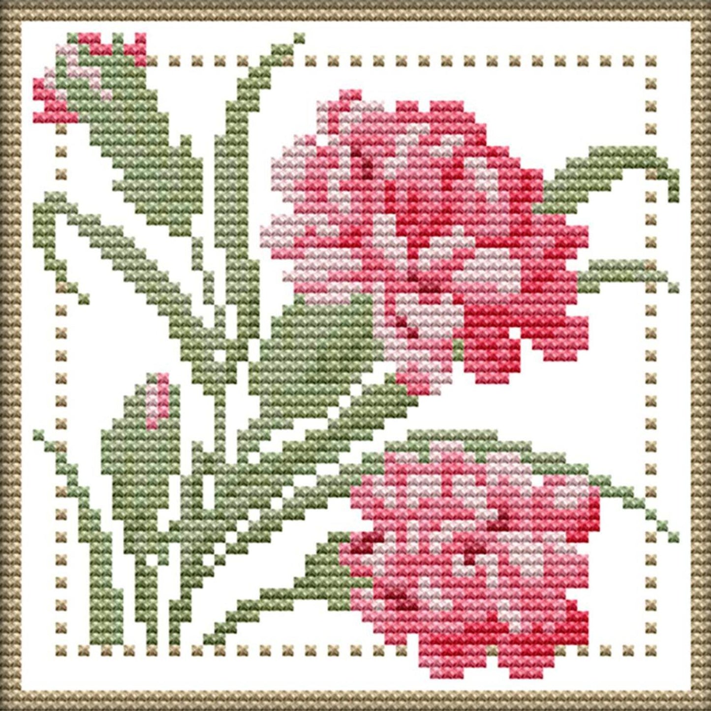 Month Flower - January - Partial 14CT Counted Cross Stitch 17x17CM - Joy Sunday