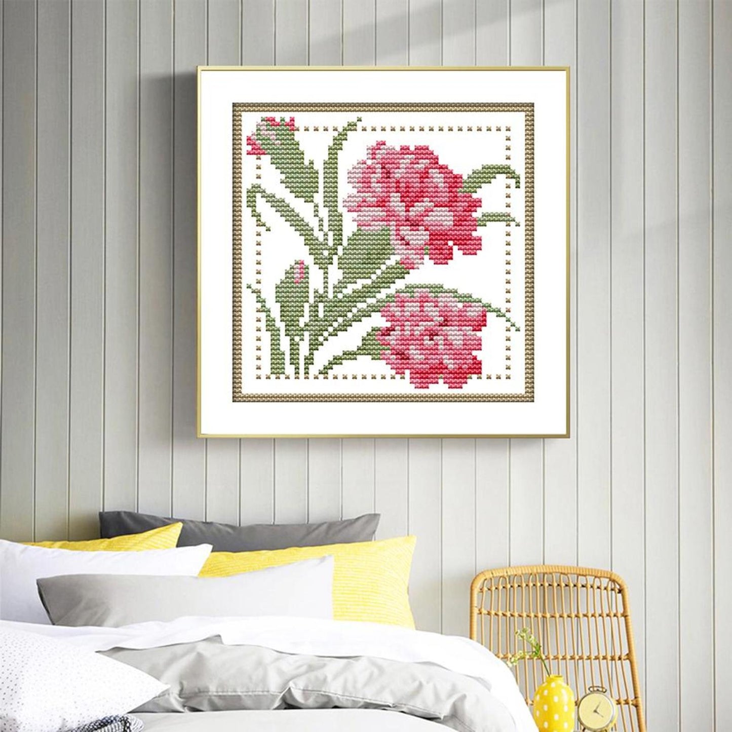 Month Flower - January - Partial 14CT Counted Cross Stitch 17x17CM - Joy Sunday