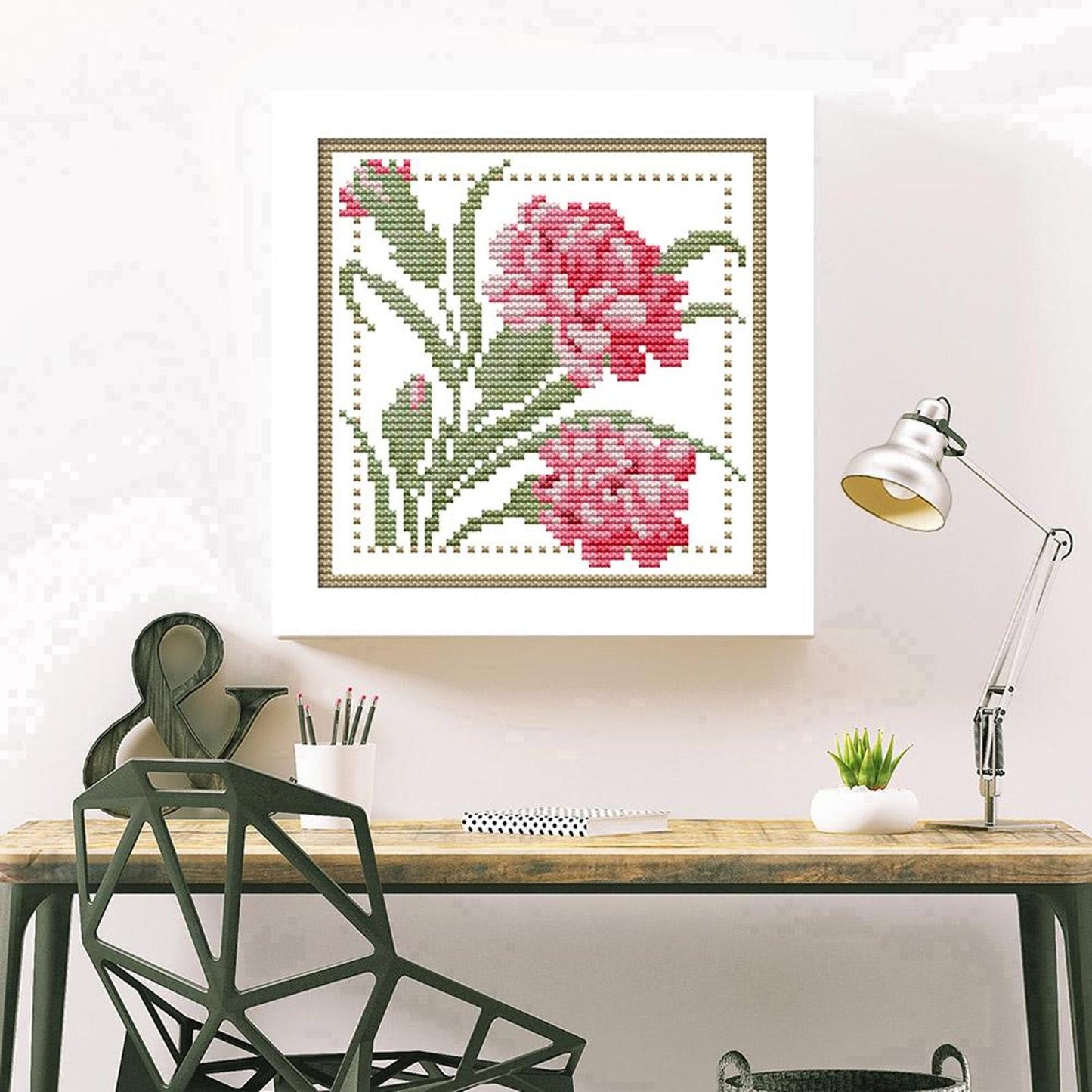 Month Flower - January - Partial 14CT Counted Cross Stitch 17x17CM - Joy Sunday