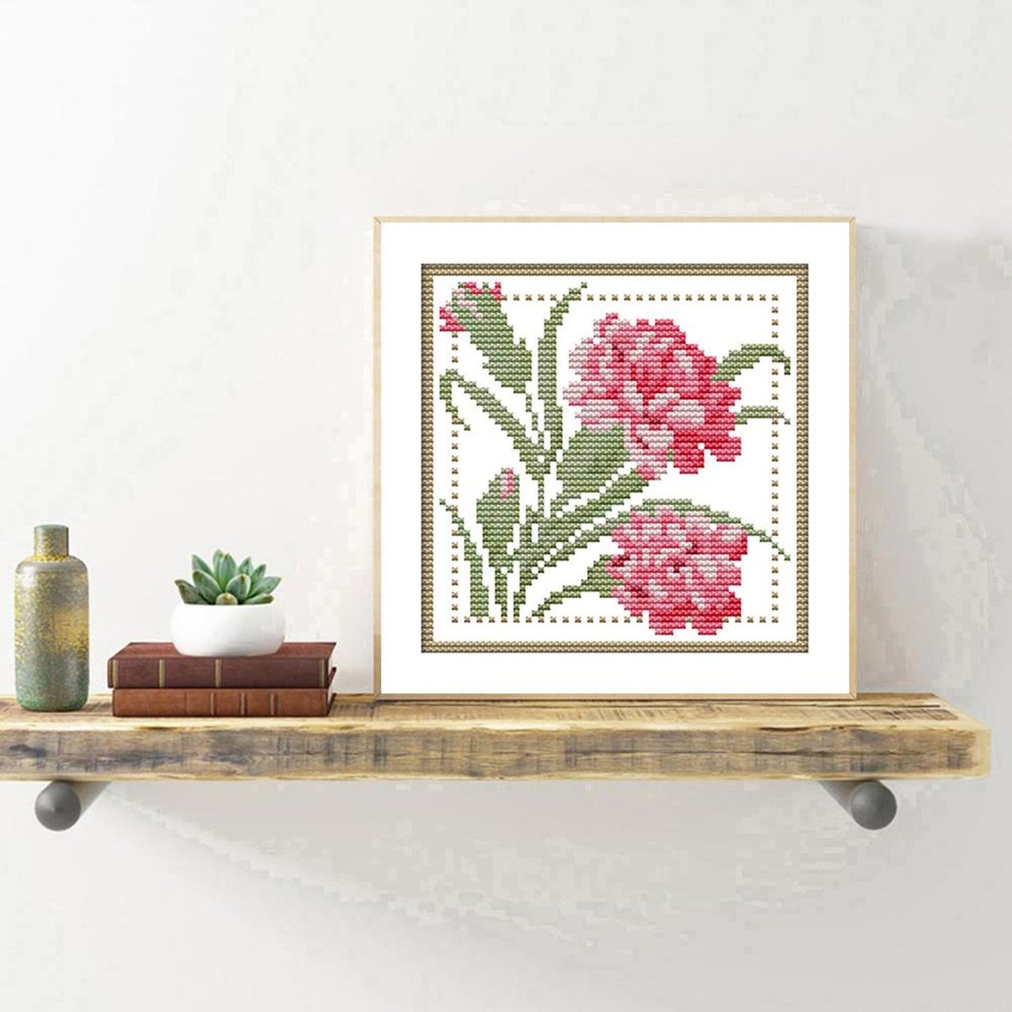 Month Flower - January - Partial 14CT Counted Cross Stitch 17x17CM - Joy Sunday