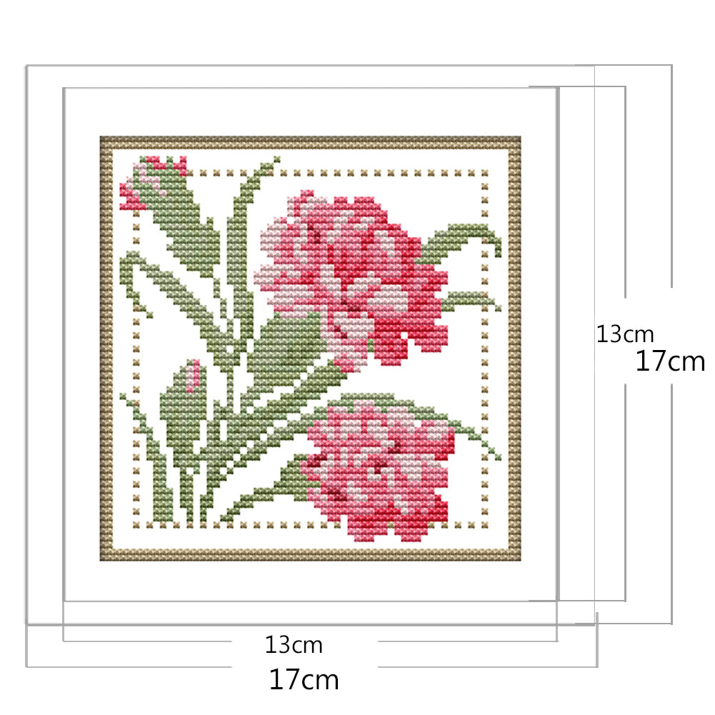 Month Flower - January - Partial 14CT Counted Cross Stitch 17x17CM - Joy Sunday
