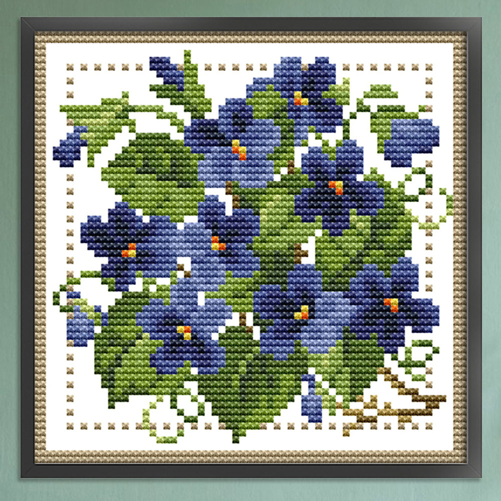 Month Flower - February - Partial 14CT Counted Cross Stitch 17x17CM - Joy Sunday