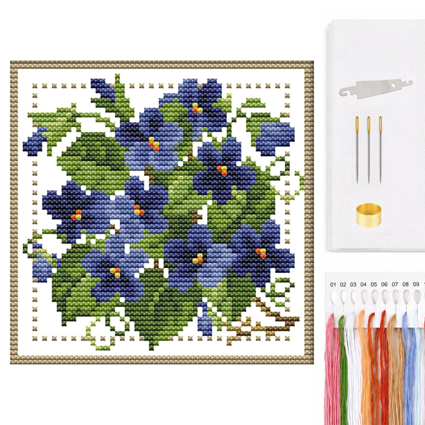Month Flower - February - Partial 14CT Counted Cross Stitch 17x17CM - Joy Sunday