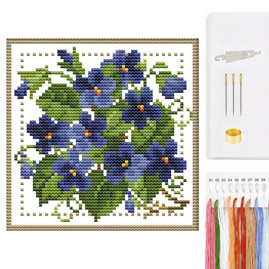 Month Flower - February - Partial 14CT Counted Cross Stitch 17x17CM - Joy Sunday