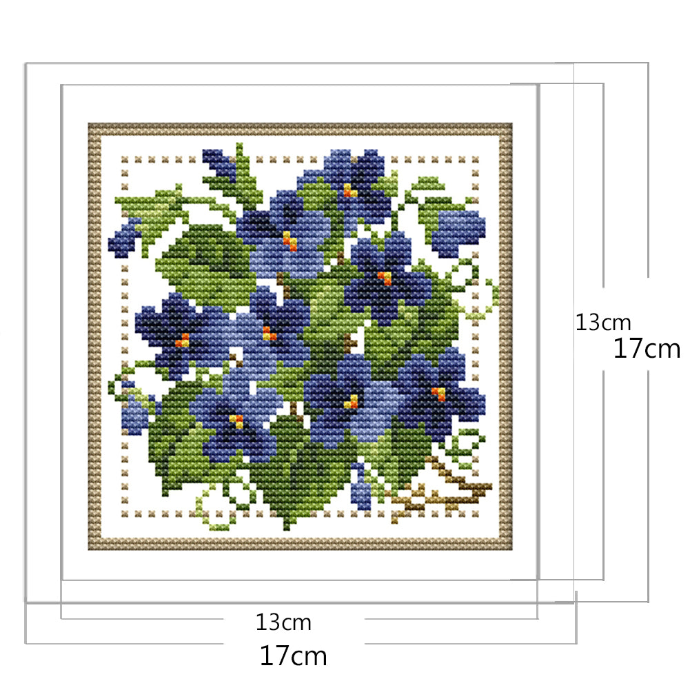 Month Flower - February - Partial 14CT Counted Cross Stitch 17x17CM - Joy Sunday