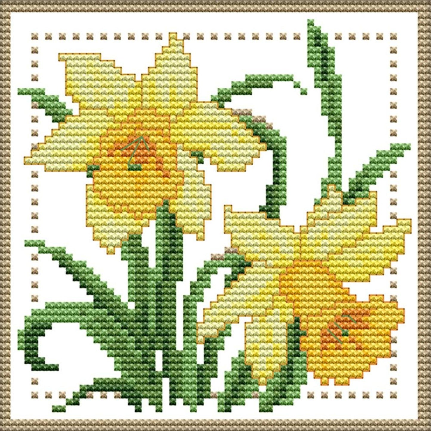 Month Flower - March - Partial 14CT Counted Cross Stitch 17x17CM - Joy Sunday