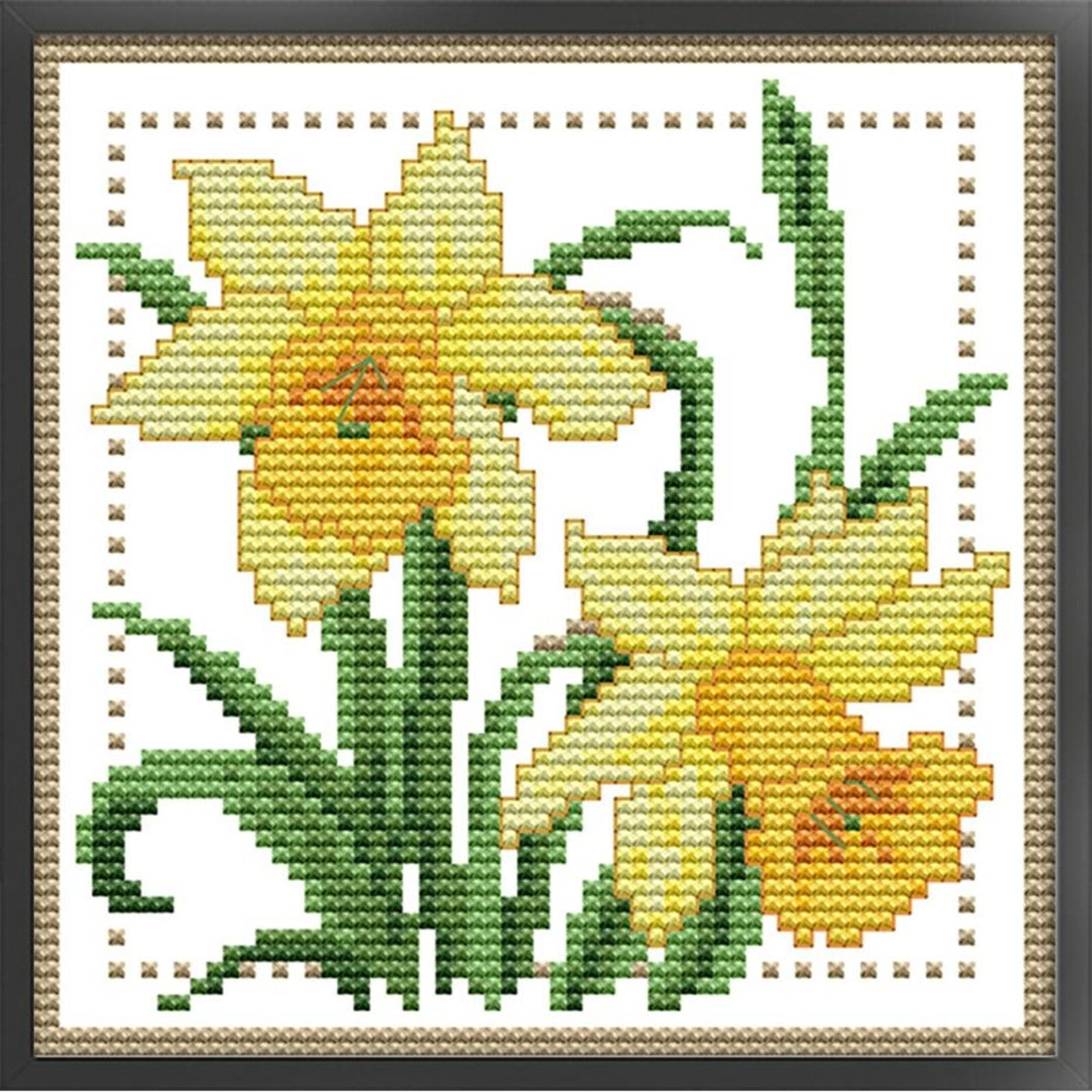 Month Flower - March - Partial 14CT Counted Cross Stitch 17x17CM - Joy Sunday