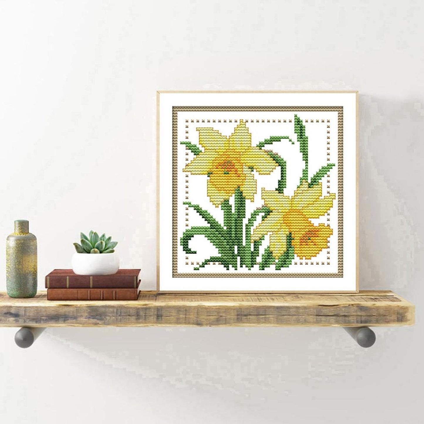 Month Flower - March - Partial 14CT Counted Cross Stitch 17x17CM - Joy Sunday