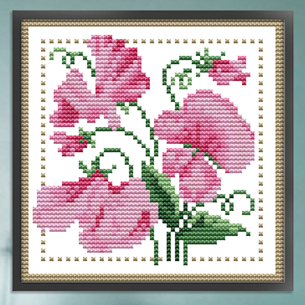 Month Flower - April - Partial 14CT Counted Cross Stitch 17x17CM - Joy Sunday