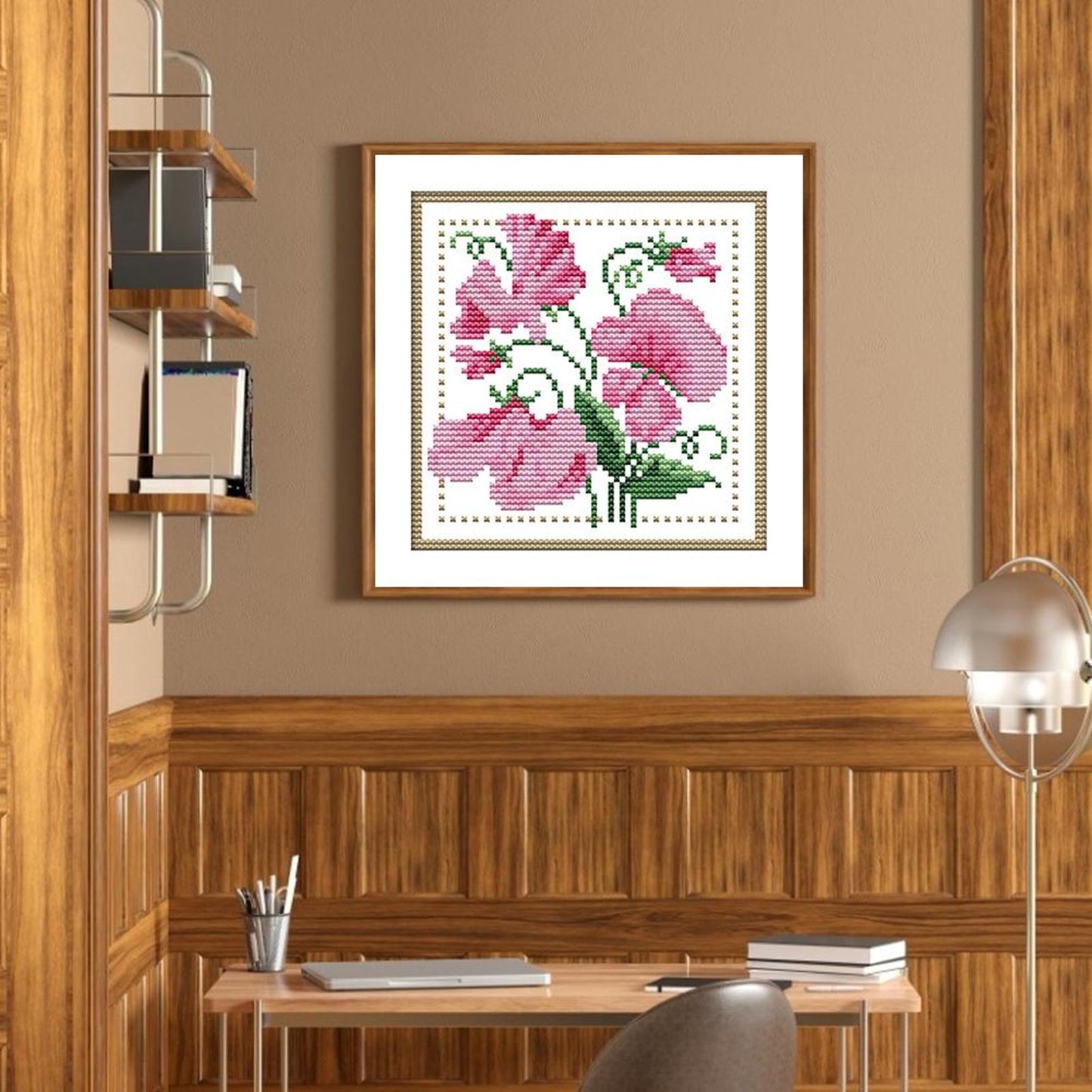 Month Flower - April - Partial 14CT Counted Cross Stitch 17x17CM - Joy Sunday