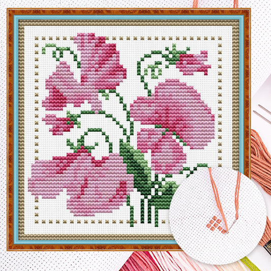Month Flower - April - Partial 14CT Counted Cross Stitch 17x17CM - Joy Sunday