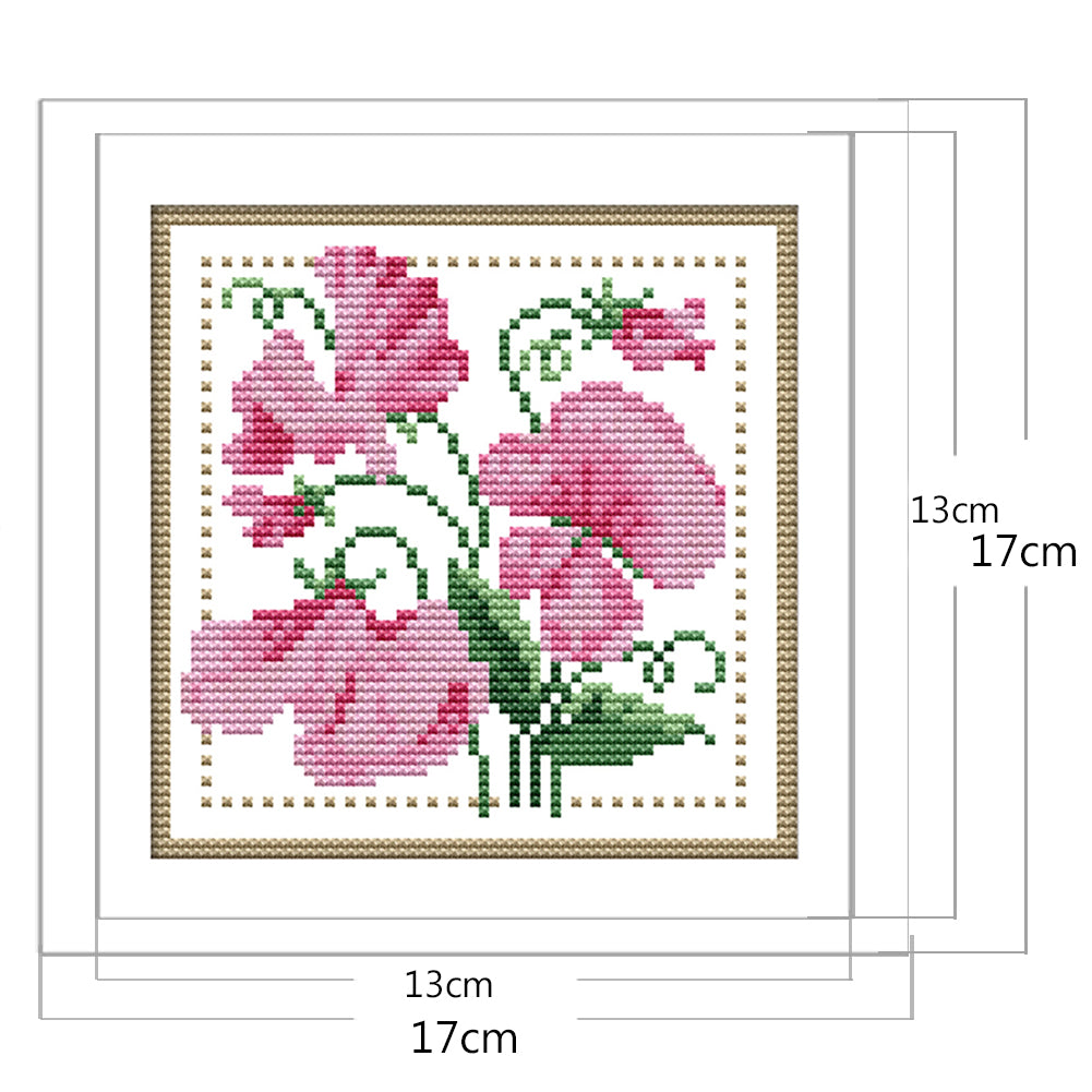 Month Flower - April - Partial 14CT Counted Cross Stitch 17x17CM - Joy Sunday