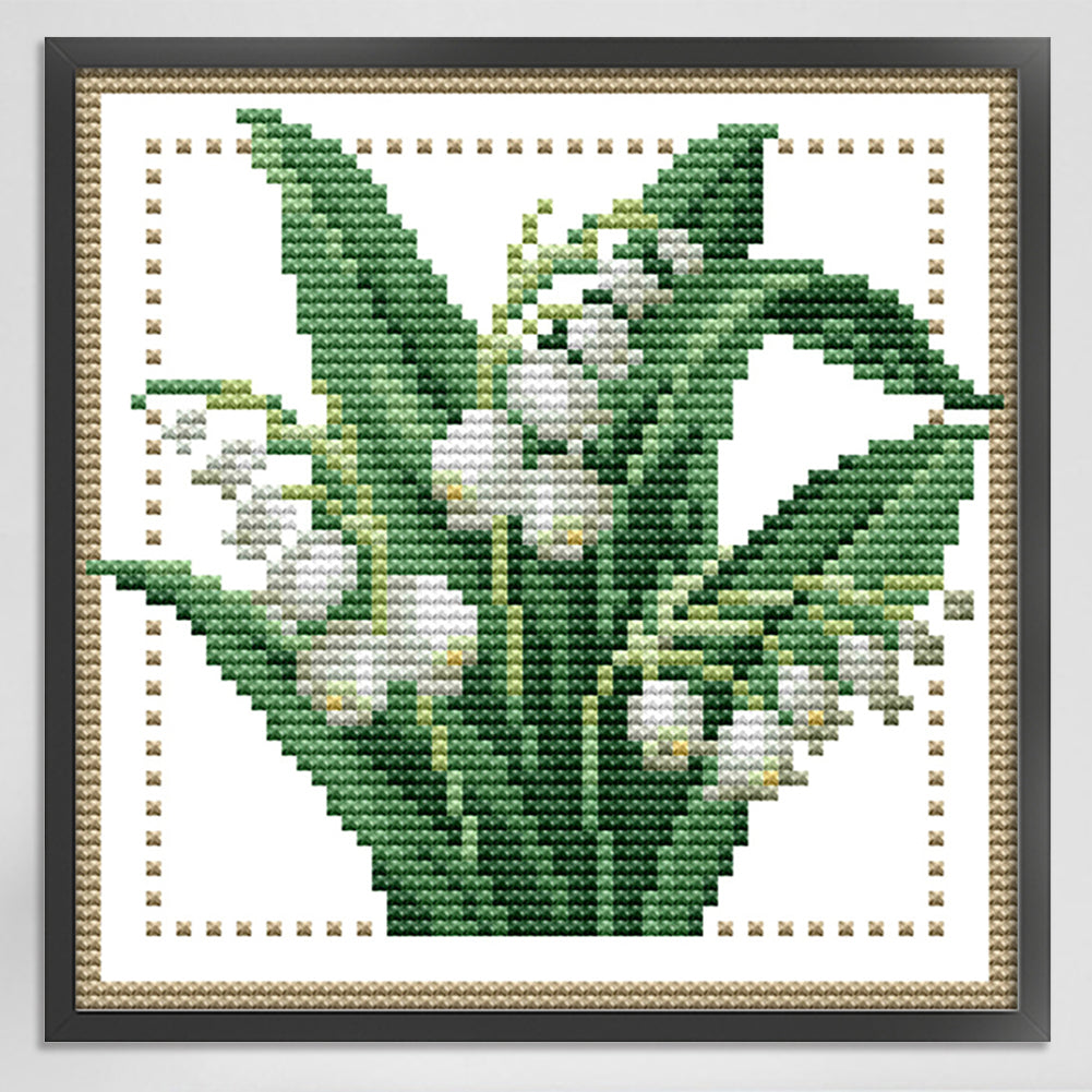 Month Flower - May - Partial 14CT Counted Cross Stitch 17x17CM - Joy Sunday