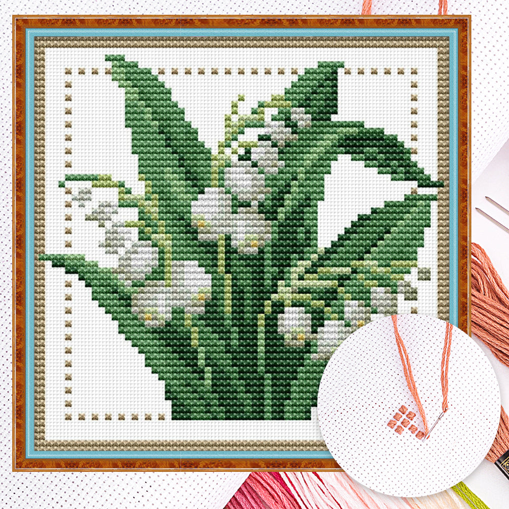 Month Flower - May - Partial 14CT Counted Cross Stitch 17x17CM - Joy Sunday