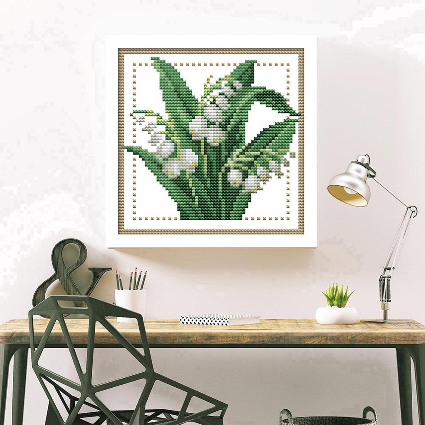 Month Flower - May - Partial 14CT Counted Cross Stitch 17x17CM - Joy Sunday