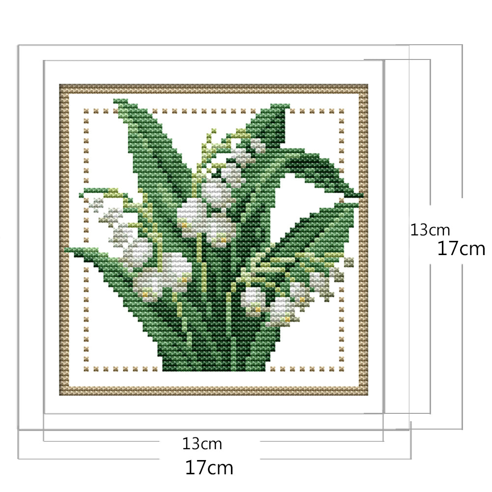 Month Flower - May - Partial 14CT Counted Cross Stitch 17x17CM - Joy Sunday