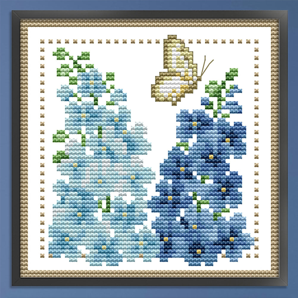 Month Flower - July - Partial 14CT Counted Cross Stitch 17x17CM - Joy Sunday