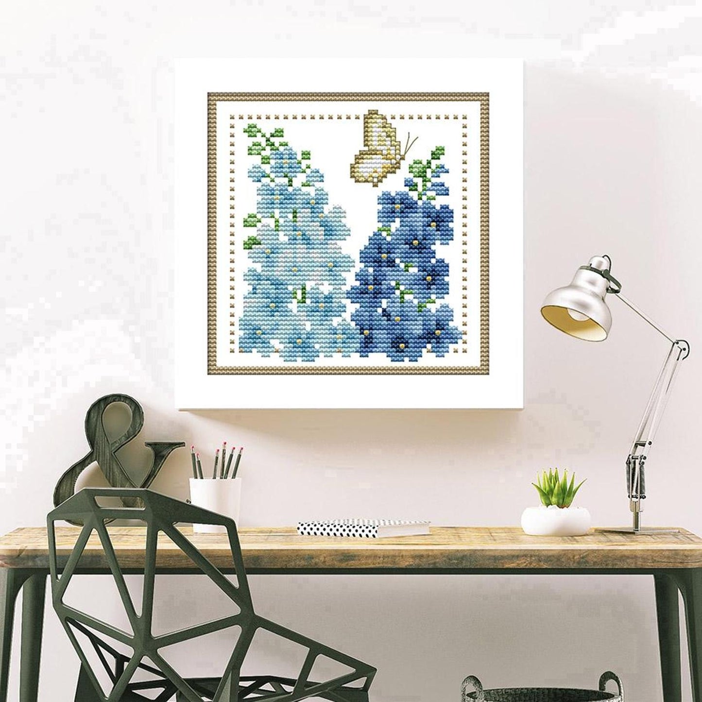 Month Flower - July - Partial 14CT Counted Cross Stitch 17x17CM - Joy Sunday