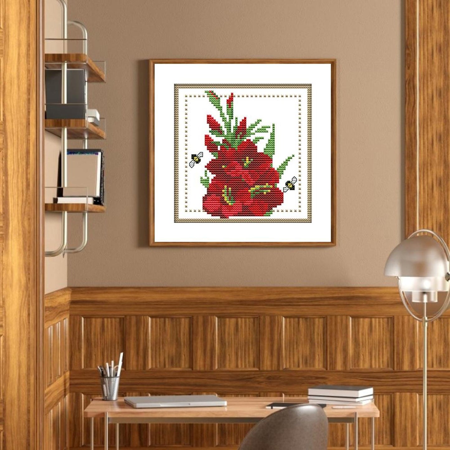 Month Flower - August - Partial 14CT Counted Cross Stitch 17x17CM - Joy Sunday