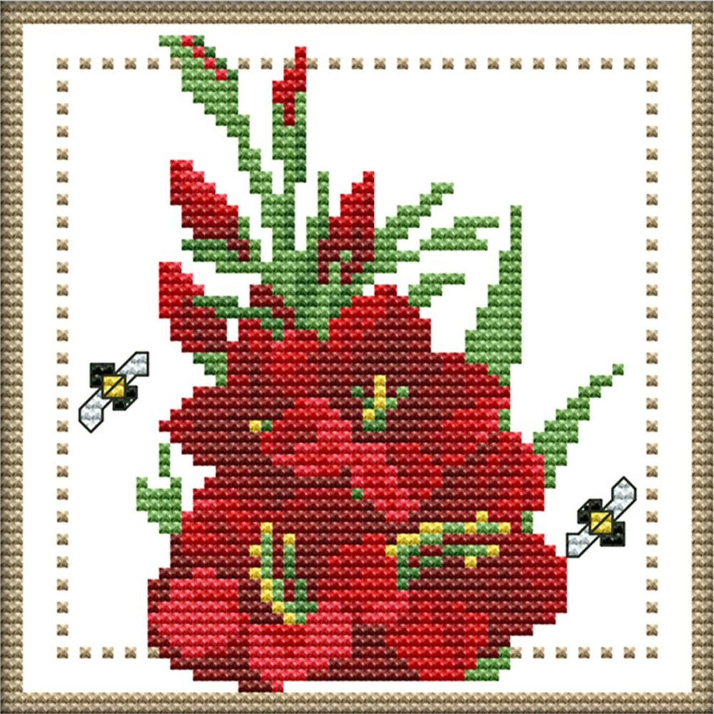 Month Flower - August - Partial 14CT Counted Cross Stitch 17x17CM - Joy Sunday